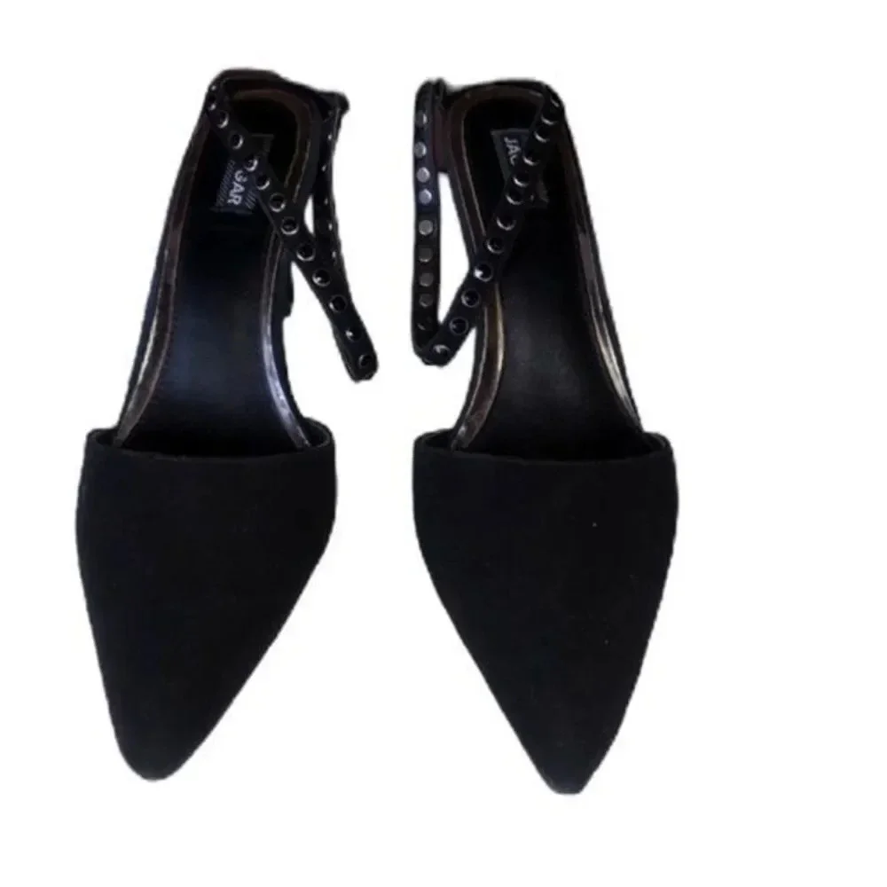 Jaggar Opulent Studded Pointed Toe Sling back Black Heels Size 10